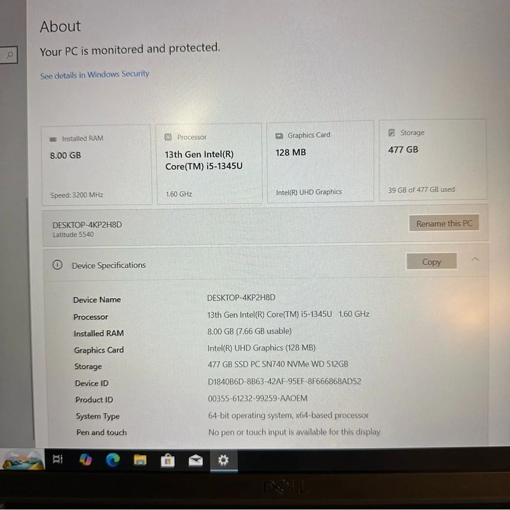 Dell Latitude 5540 i5 13th Gen 8GB Ram 512ssd